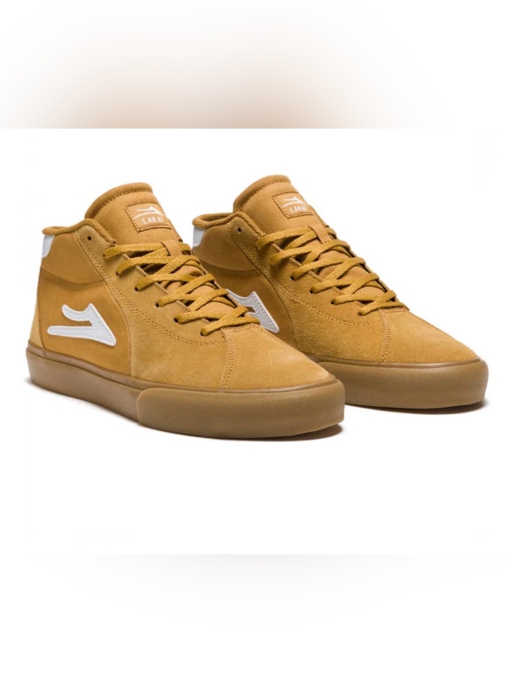 Lakai Flaco 2 Mid Men's Tan and White High-Top Skate Sneakers Size 13